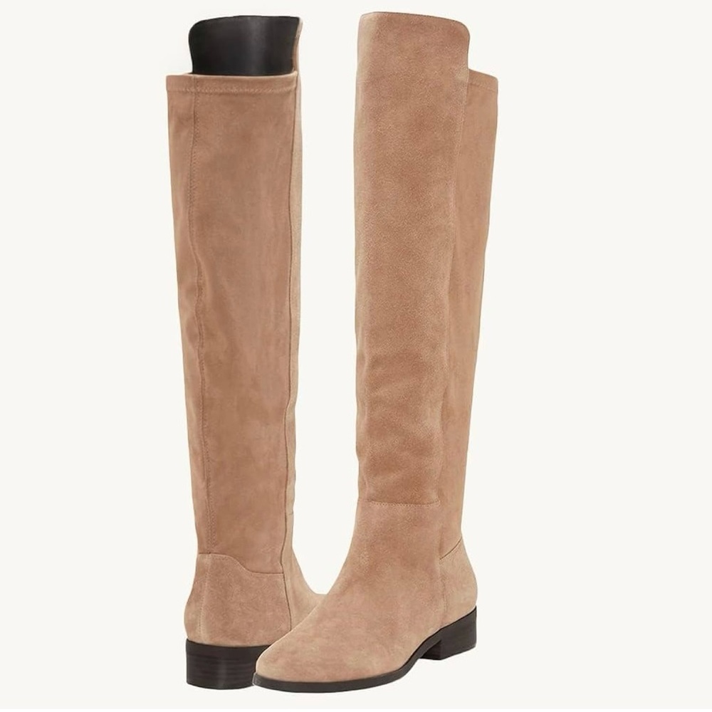 💋NWT💋 JULIET HOLY Knee High Round Toe Chunky Block Heel Faux Suede Boot Size 9